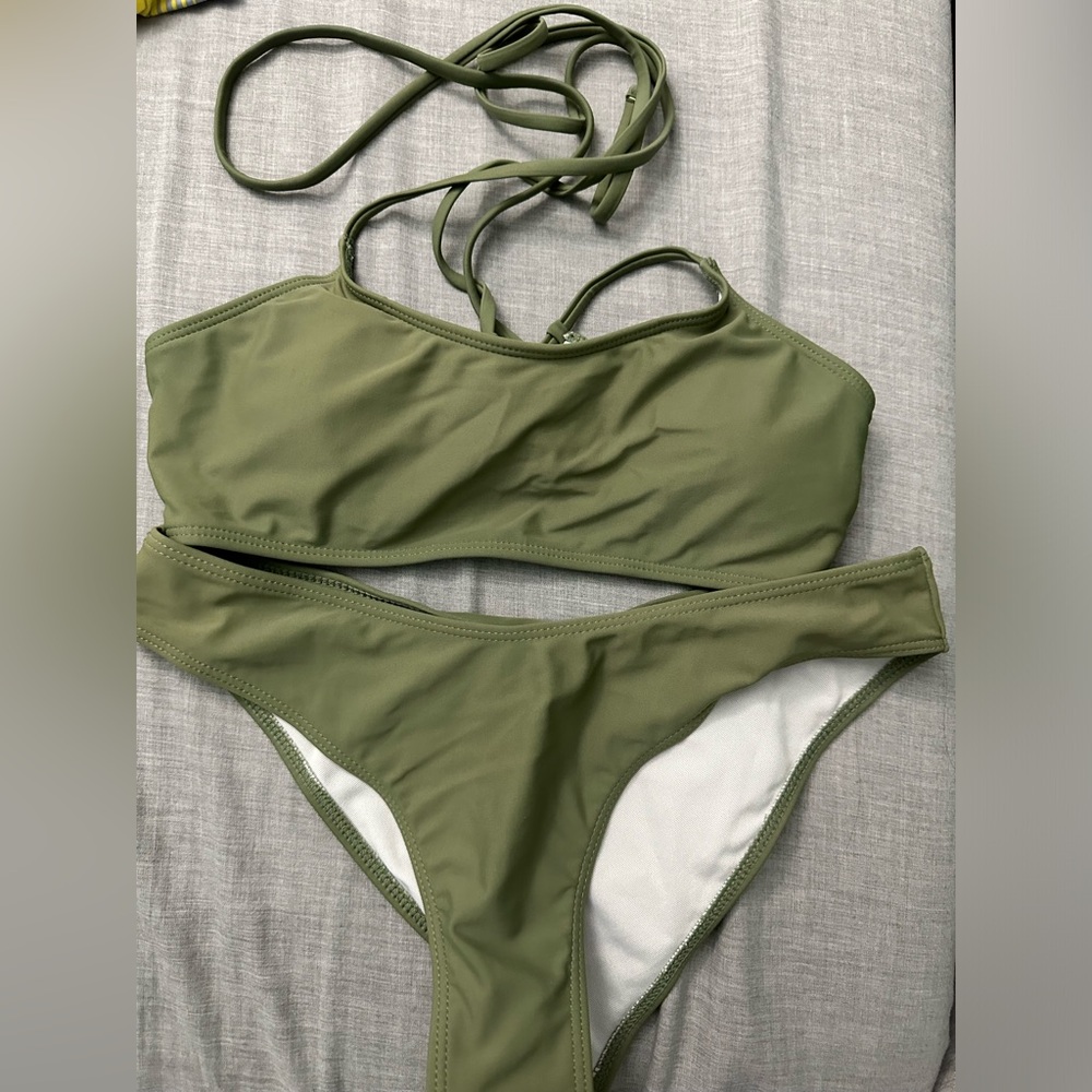 Olive Green two piece bathing suit